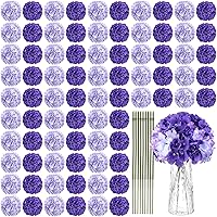 Vista 11 de Yunsailing 100 flores artificiales de hortensias con tallos de seda para centros de mesa de boda, ramo falso para decoración de fiesta de jardín