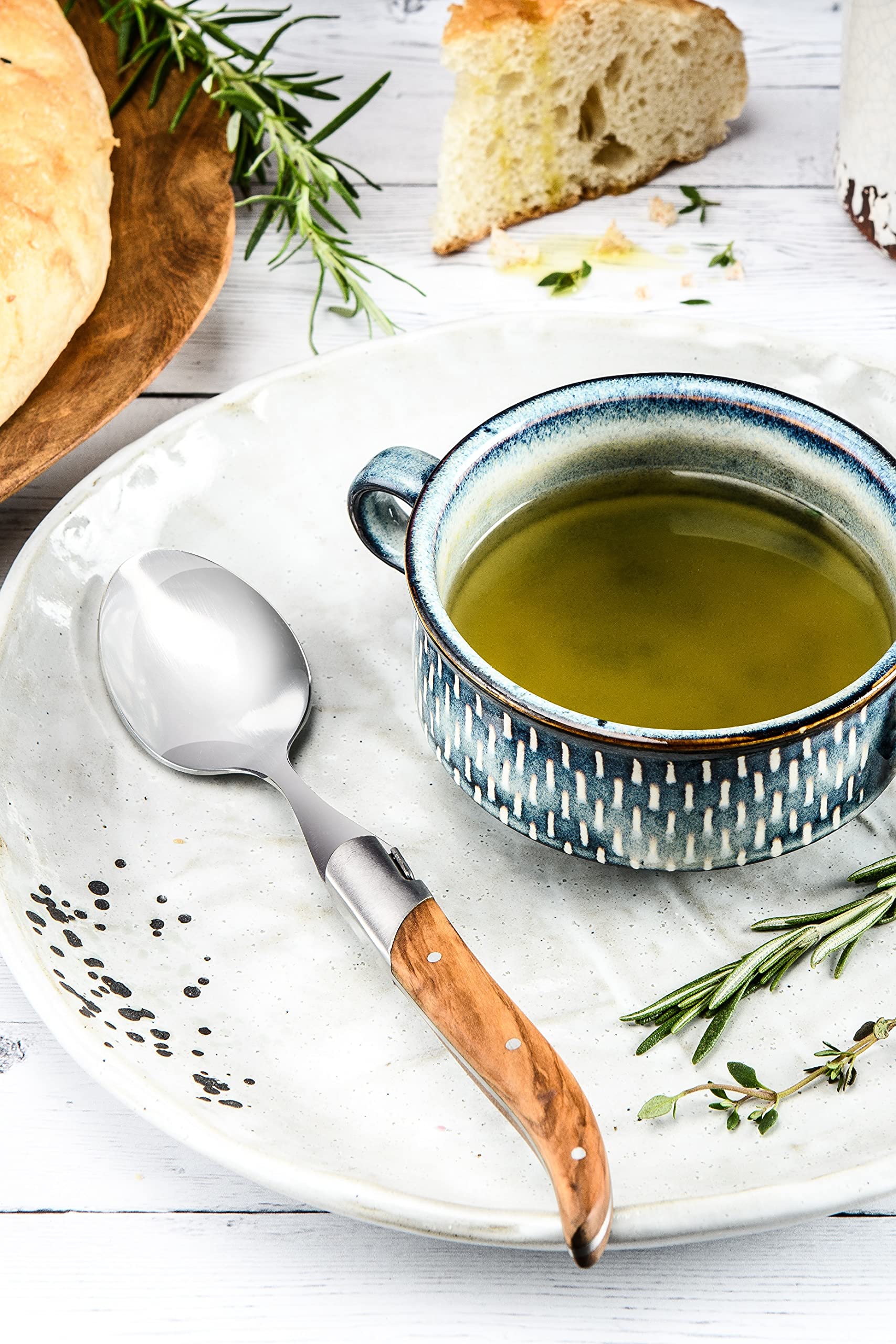 Laguiole Style de Vie Luxury Line - Juego de 6 cucharas de sopa de madera de olivo