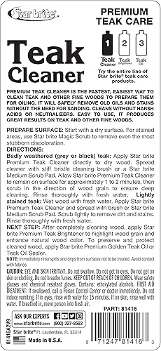 Miniatura 2 de STAR BRITE Limpiador de teca premium - Restaura, renueva y refresca muebles de teca gris envejecida y otras maderas finas - Paso 1 - 16 onzas