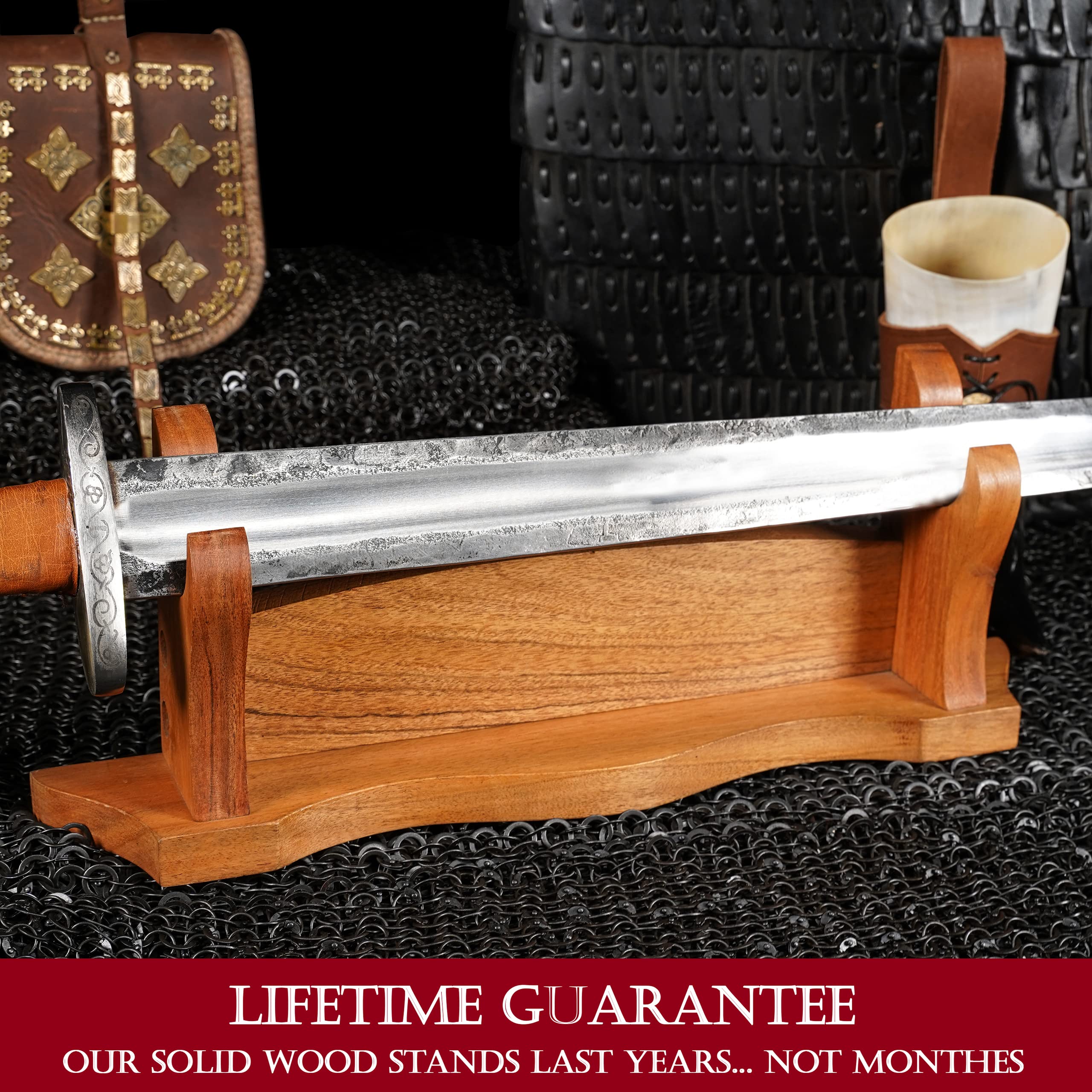 Buy Mythrojan Solid Wood Sword Stand Medieval Sword Wall Mount Samurai Sword Display Stand