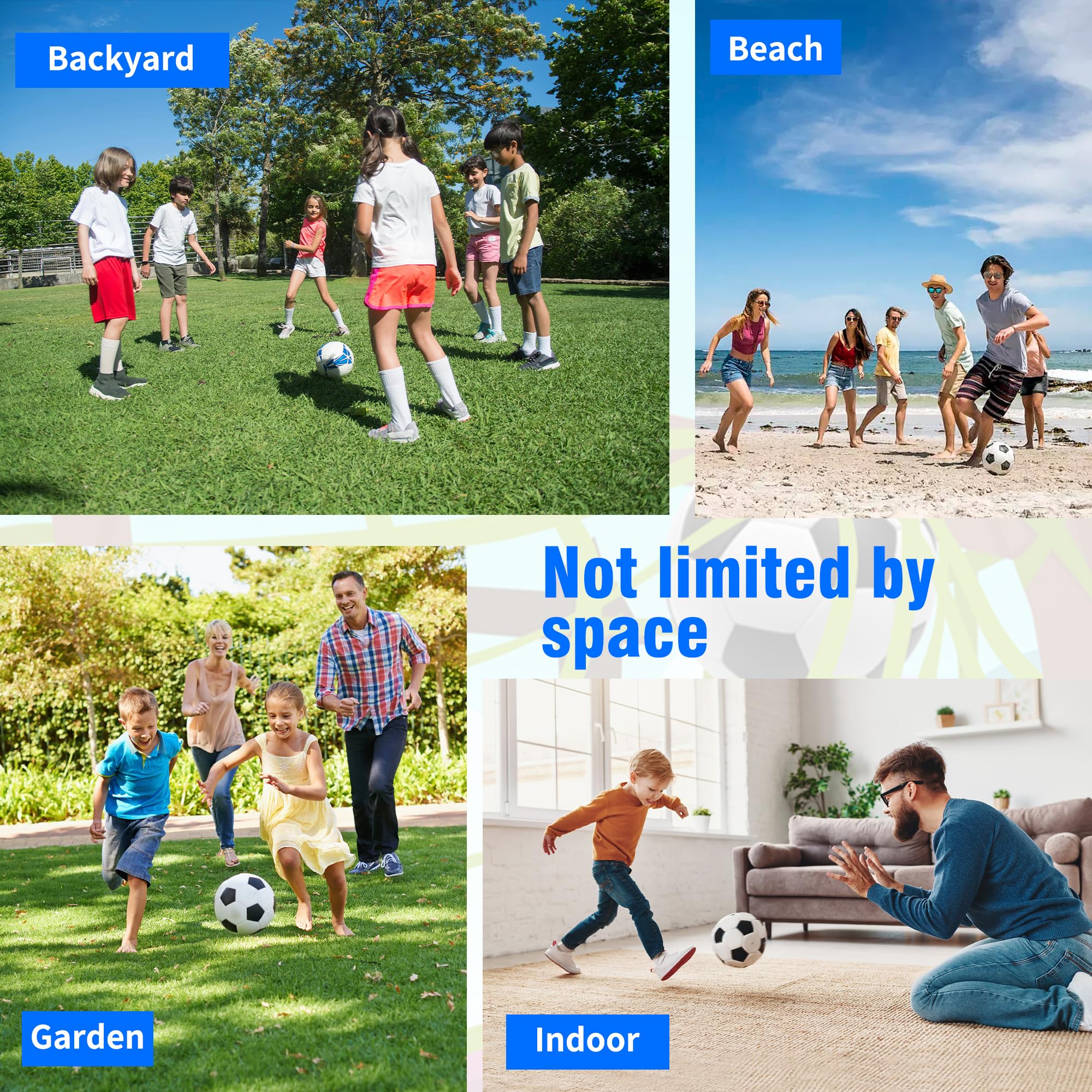 Fußballtor Kinder - 3-in-1 Pop Up Tor mit Torwand | Goal für Garten, Park & Strand | Outdoor Fussballtore mit 5 Schusslöchern, 3 Zielscheiben & 6 Hindernissen | inkl. Tasche & Bodennägel