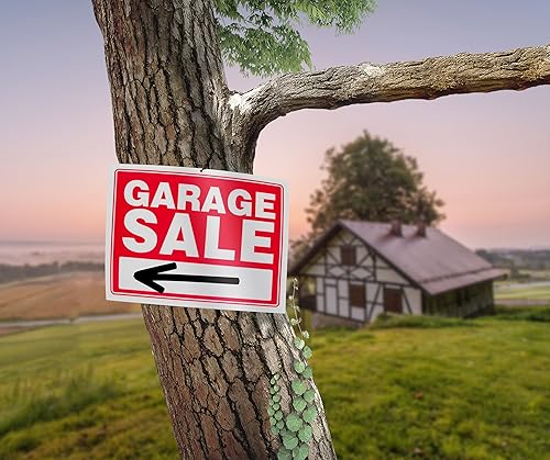 Miniatura 5 de Ram-Pro - Cartel de venta de garaje rojo para patio, etiquetas de plástico de 9 x 12 pulgadas para invierno, Navidad, eventos de venta de vacaciones