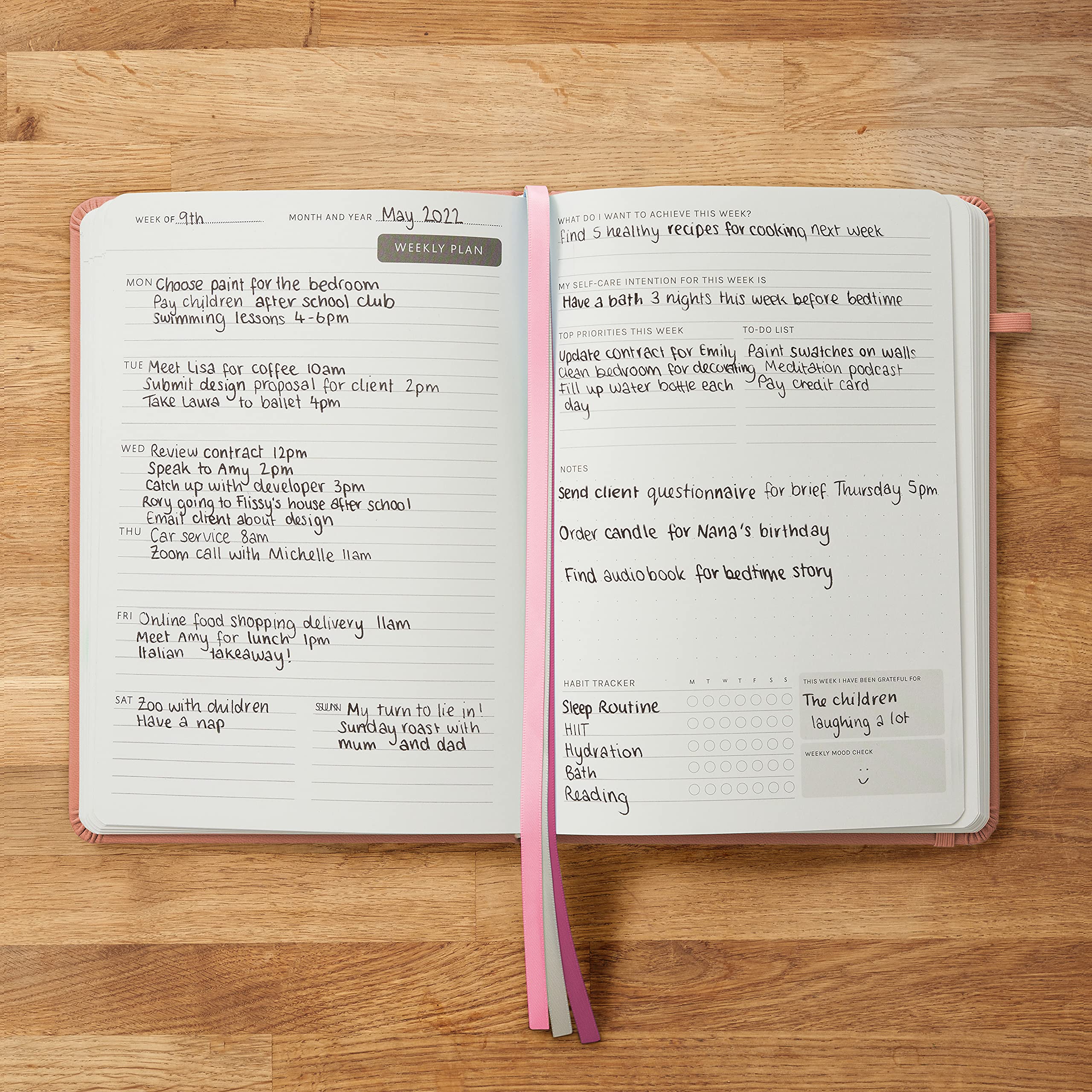 The Little Calm And Happy Planner – Agenda Non Daté A5 Bleu – Productivité, Suivi Habitudes, Bien-Être & Équilibre Vie
