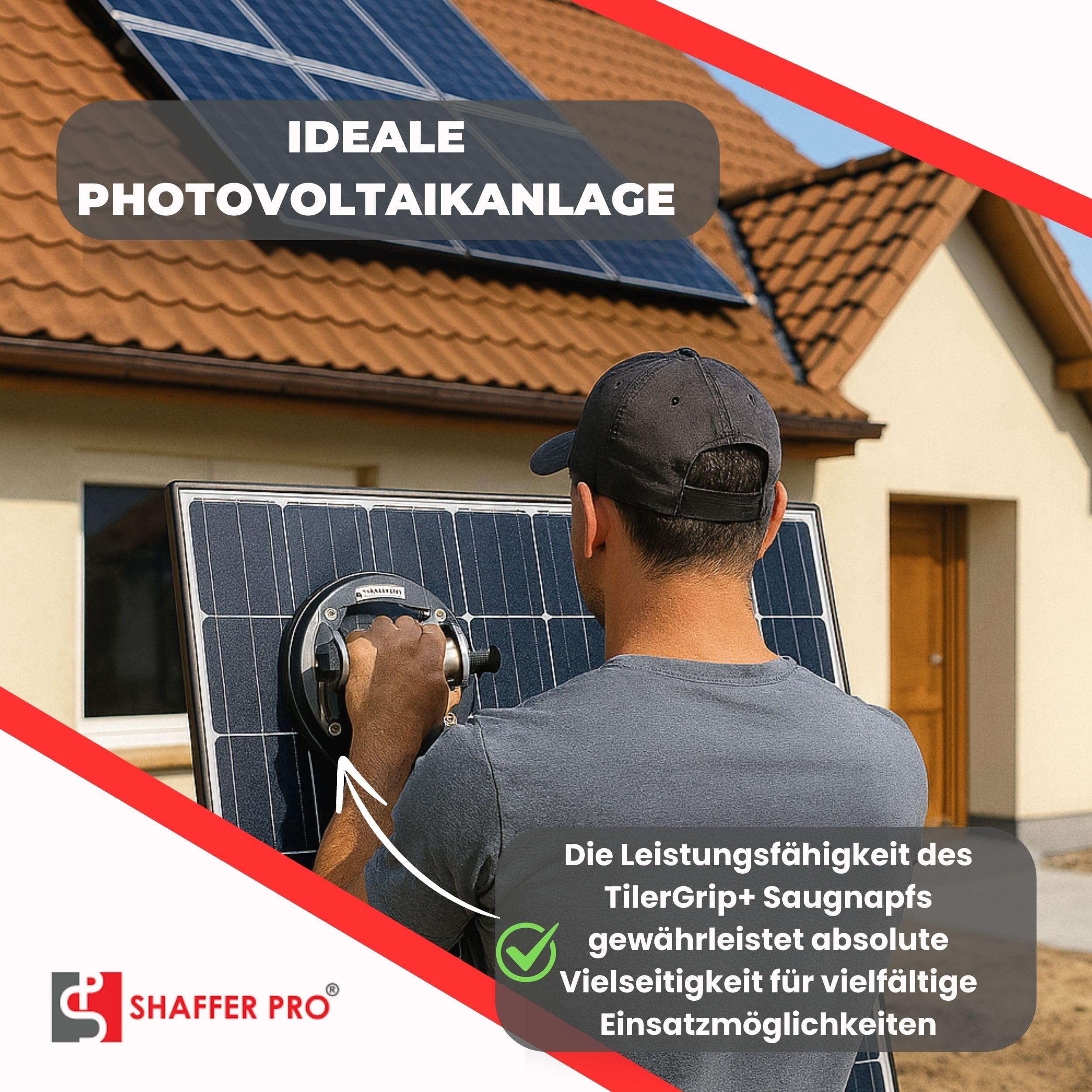 Saugheber Set 2 Stück – Vakuum Glassauger mit Griff – Fliesensaugheber als Hebewerkzeug für Fliesen, Glas, Feinsteinzeug, Granit & Fenster – Tragkraft bis 320 kg