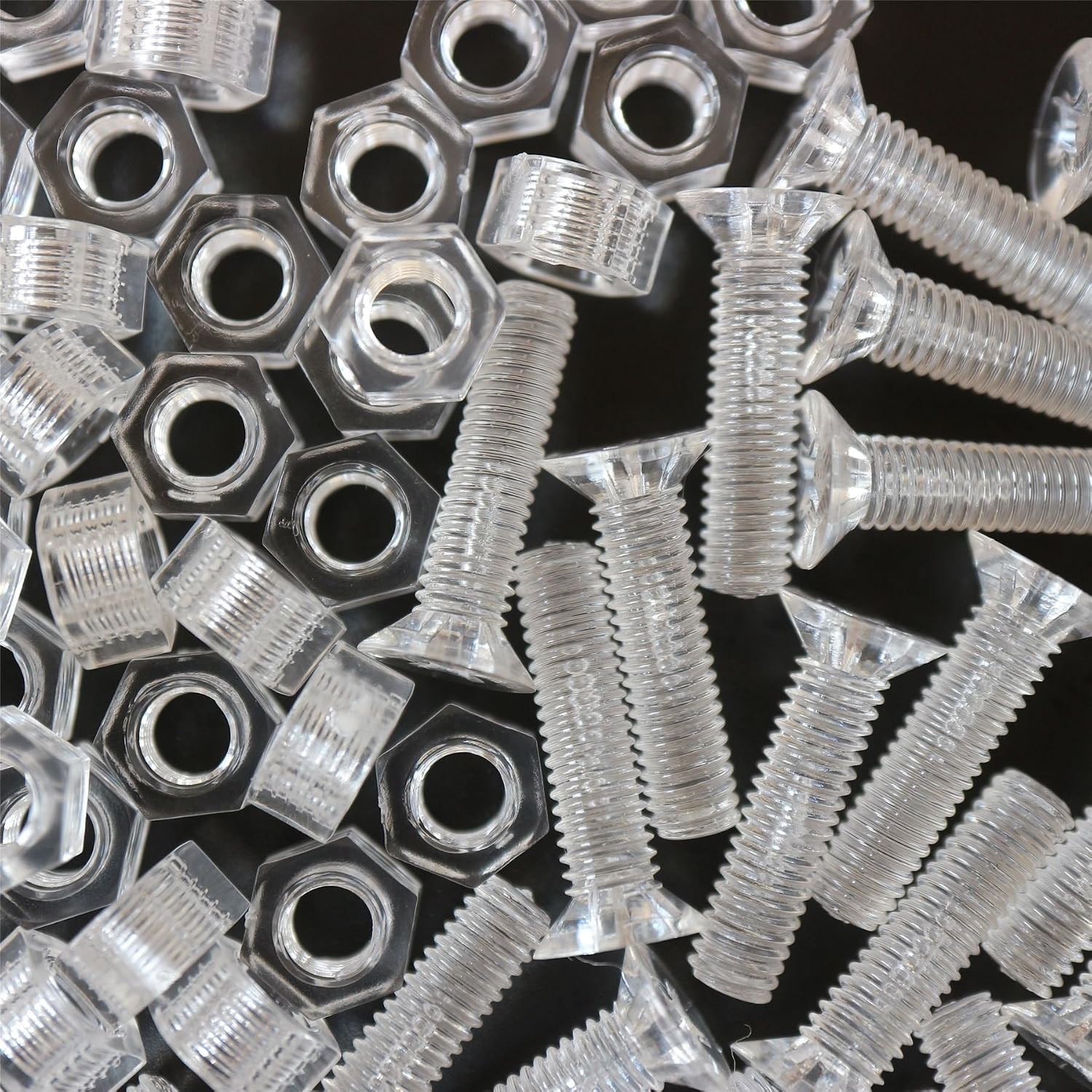 50 x Crosshead Countersunk Screws Nuts and Bolts, Transparent Clear Plastic Acrylic, M5 x 20mm - Acrylic Plastic Screws, M5 x 20mm, (13/64 x 25/32 in)