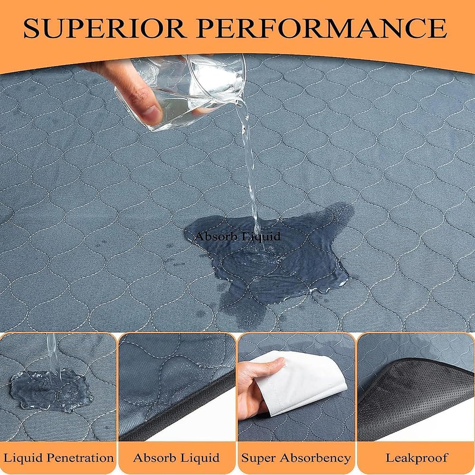 Bunlitent Extra Large Washable Dog Pee Pads,183x183 cm, Non-Slip Waterproof Pet Playpen Mat - Image 3