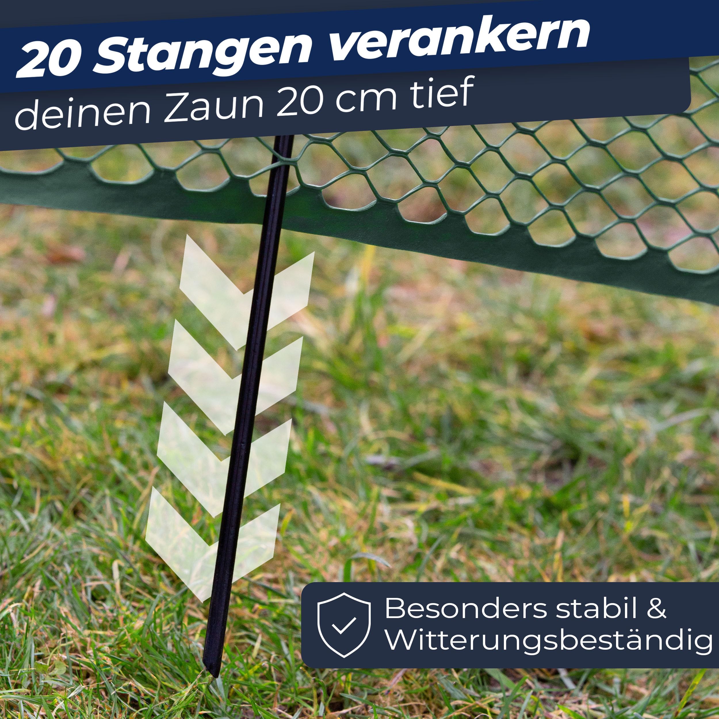 Hühnerzaun I 90cm hoch I 25m lang I Der Zaun für Hunde oder Kleintiere ist besonders engmaschig, stabil - kein Durchhängen I 20x Befestigungen I Hundezaun Garten - Grün