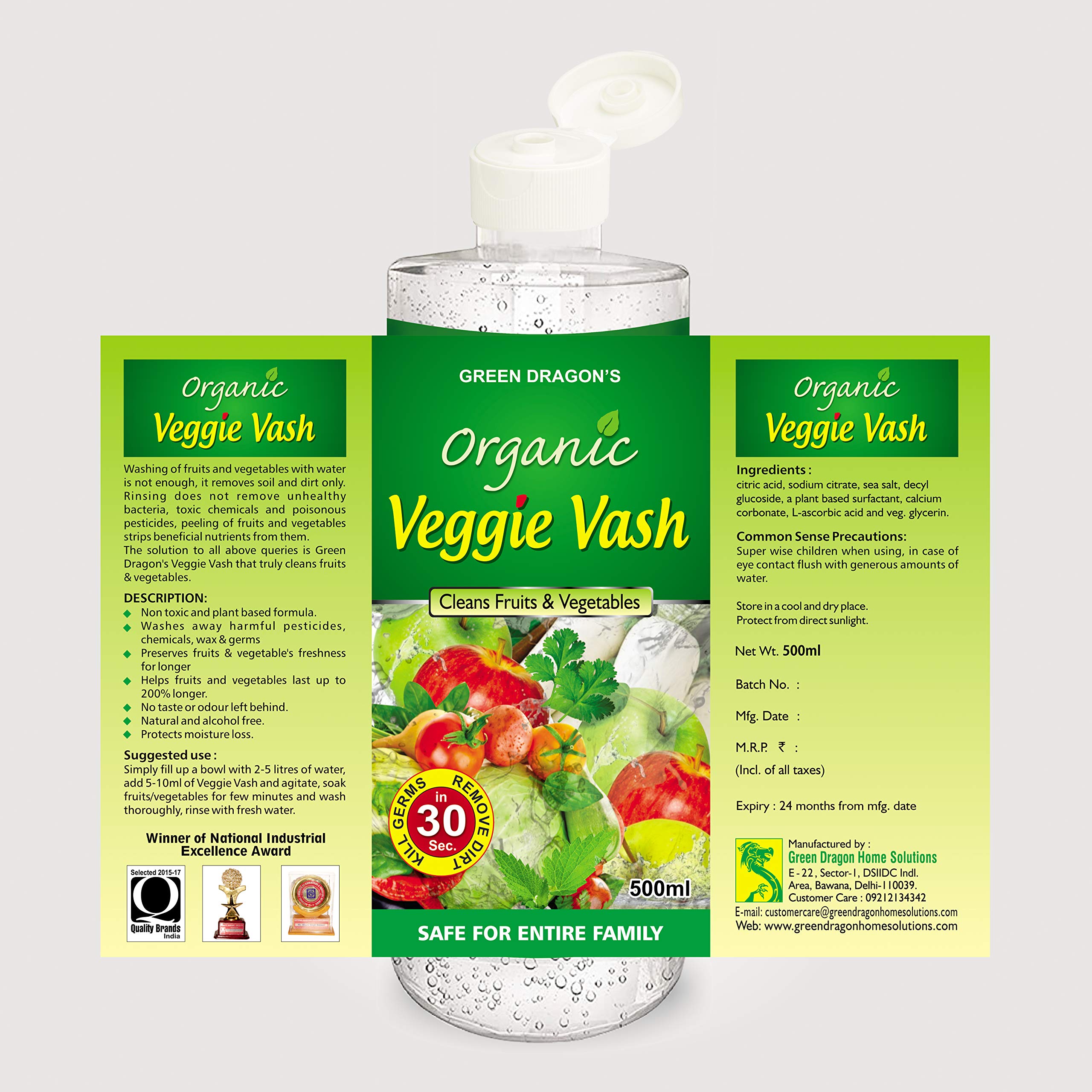Green Dragon's Natural & Organic | Veggie Wash Cleans Fruits & Vegetables 500ml 2