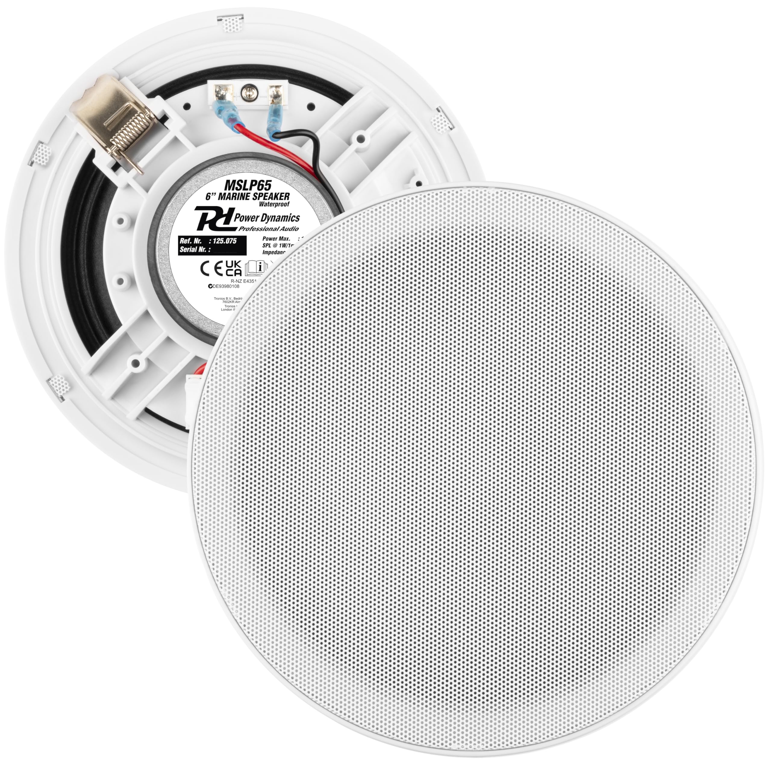 Power Dynamics MSLP65 - Deckenlautsprecher Wasserdicht, 100 Watt, IPX5 Einbaulautsprecher Decke Outdoor, Flach & Randlos – 8 Ohm, 170mm x 74mm, Ceiling Speaker - Weiß