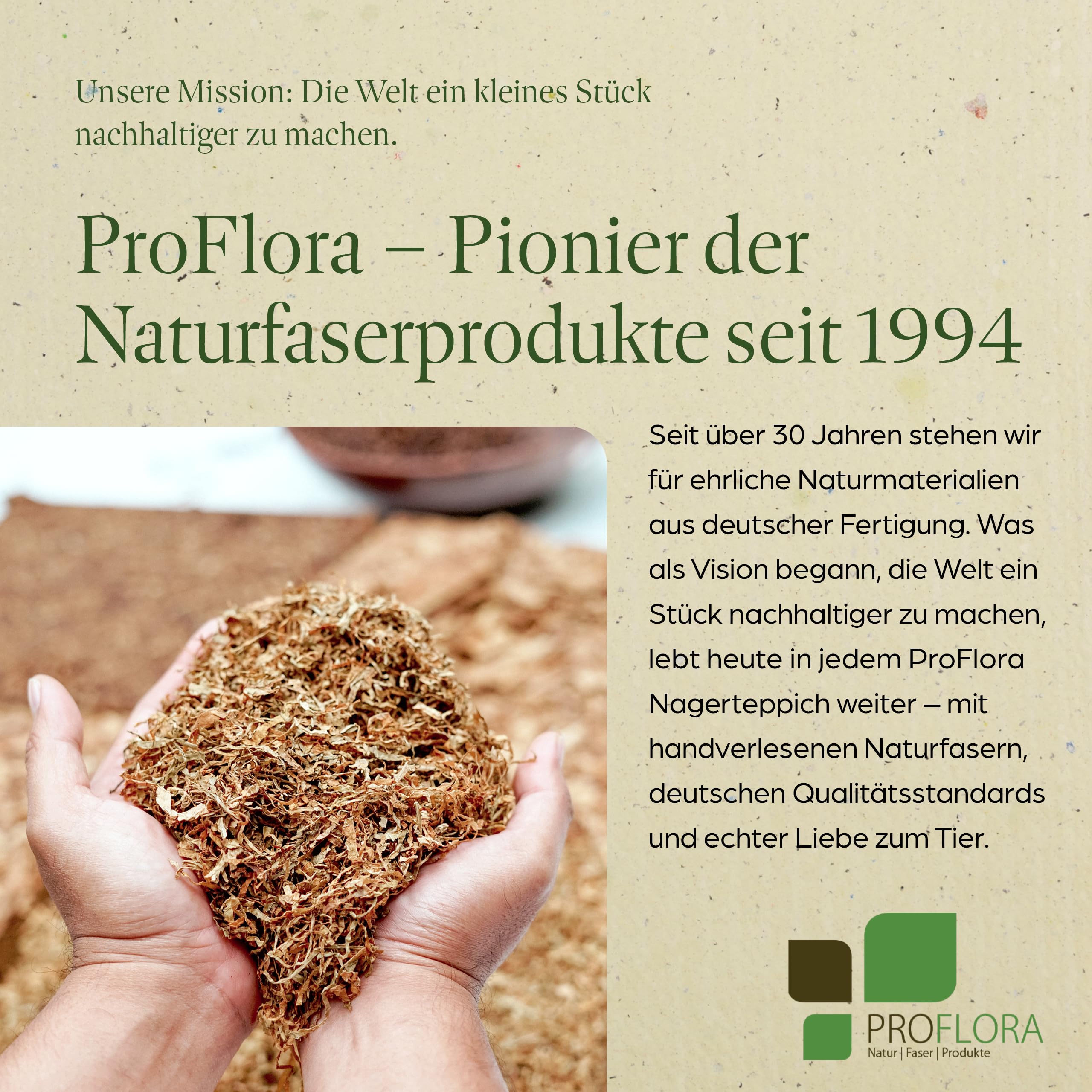 ProFlora® Alfombra para roedores de cáñamo 100% - Esterillas de cáñamo biodegradables para roedores como conejos, cobayas y hámsters (100 x 50 cm, 5 mm de grosor, 2 unidades)