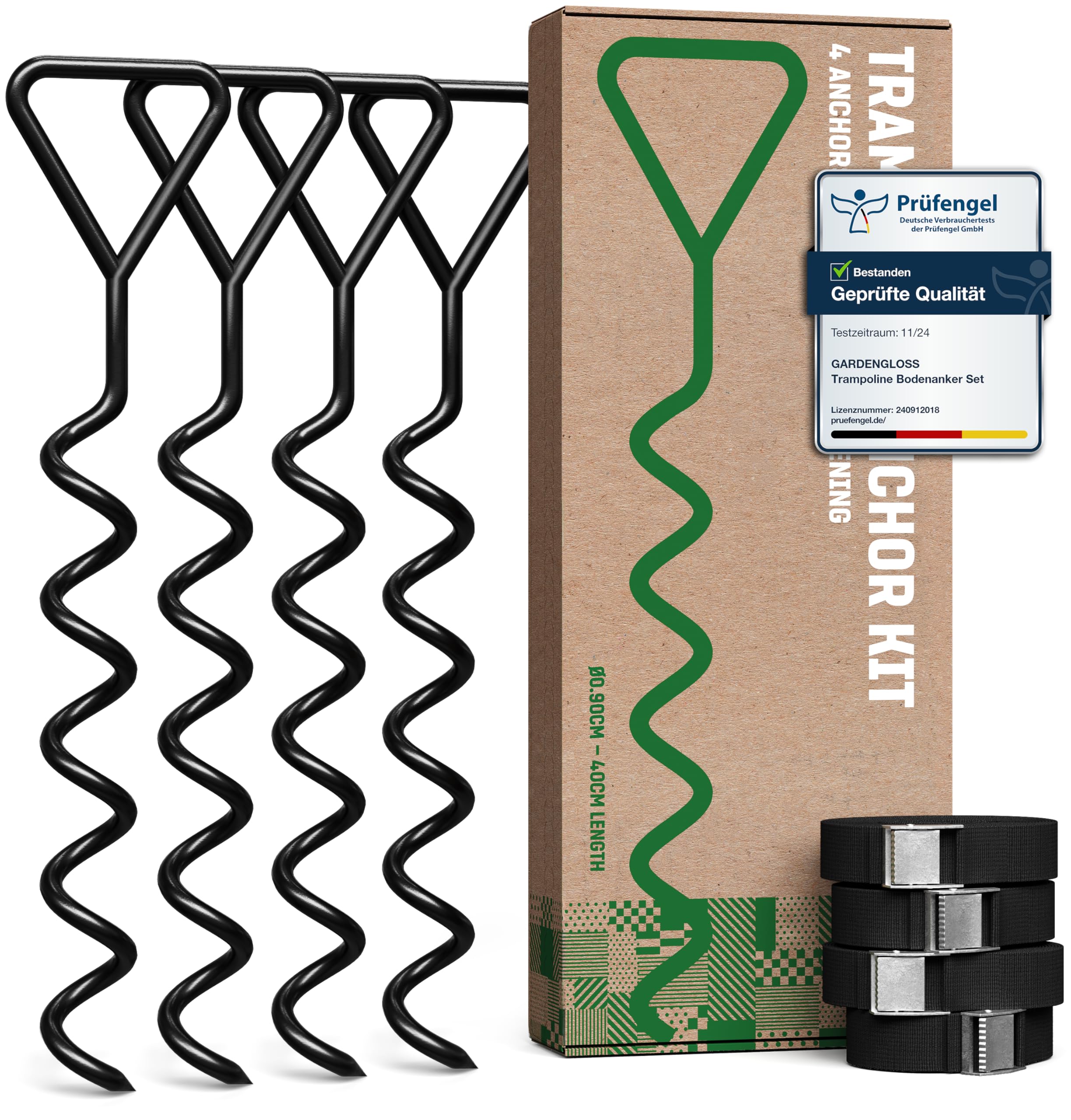 GardenGloss Bodenanker Trampolin Set - 40 cm Schraubanker | Zum Eindrehen - Sicherer Halt im Boden - Robuste Ausführung - Für Trampoline