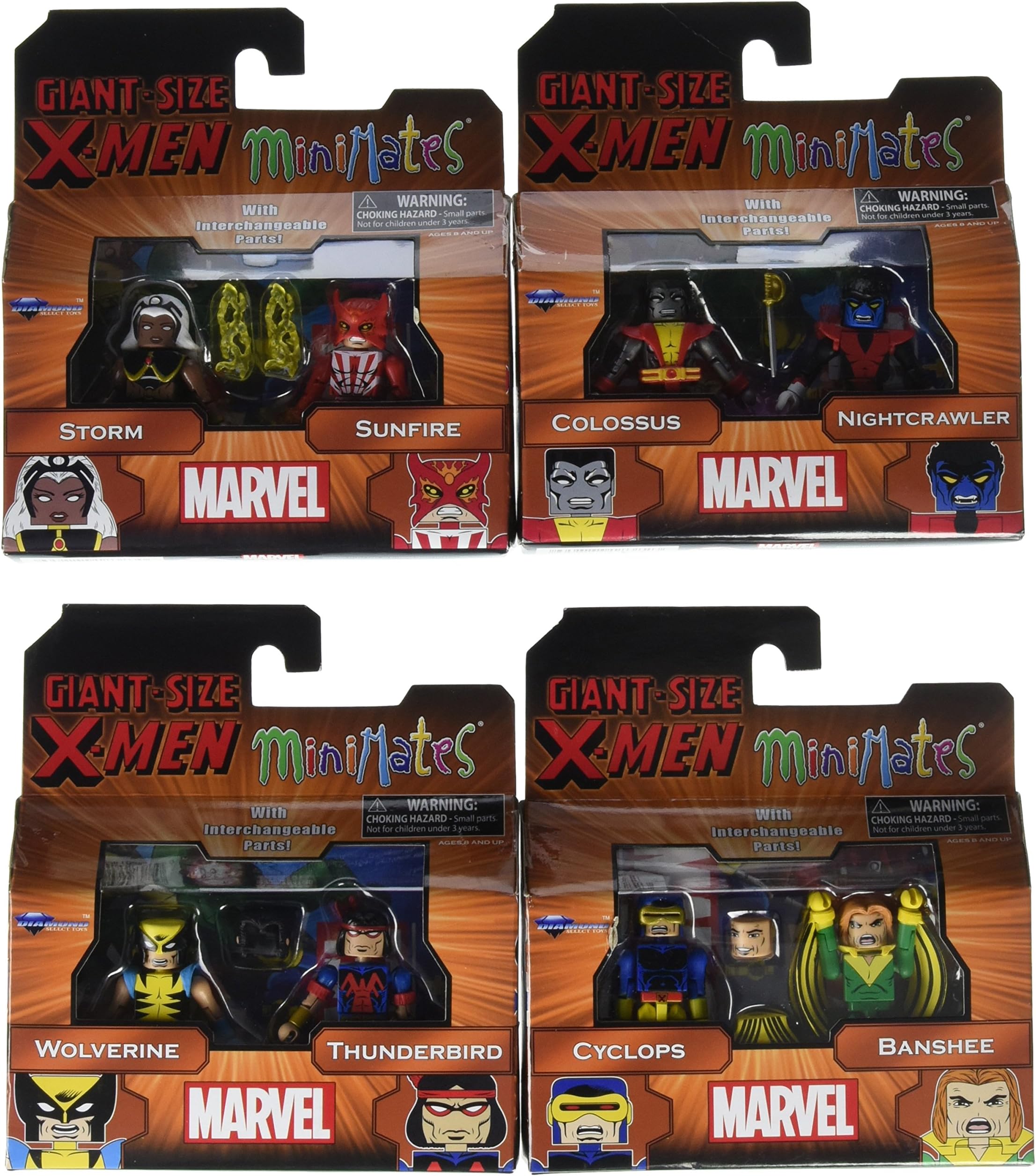 Marvel Minimates Wave 68 Giant Size X-Men Two Pack Set of 4 Diamond