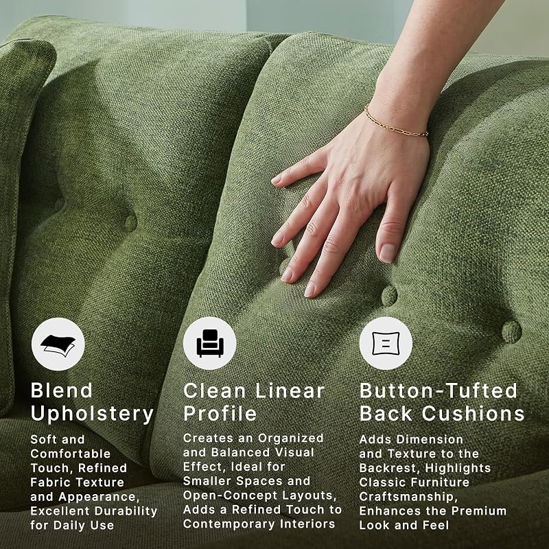Signature Design by Ashley Bixler Loveseat Sofa, Green Small Couch image 5