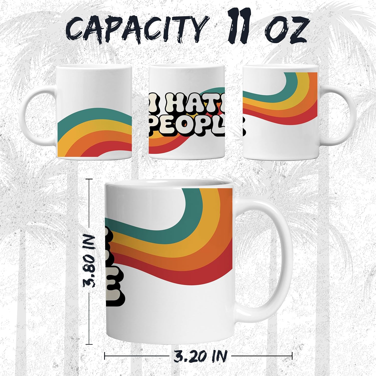 I Hate People Ceramic Coffee Mug 11oz Funny Sarcastic Quote - Tea Coffee Mug with Comfortable Grip - Unique Fun Gift White Cup for Office or Home - Vibrant Long-Lasting Print ID44991 - Image 2