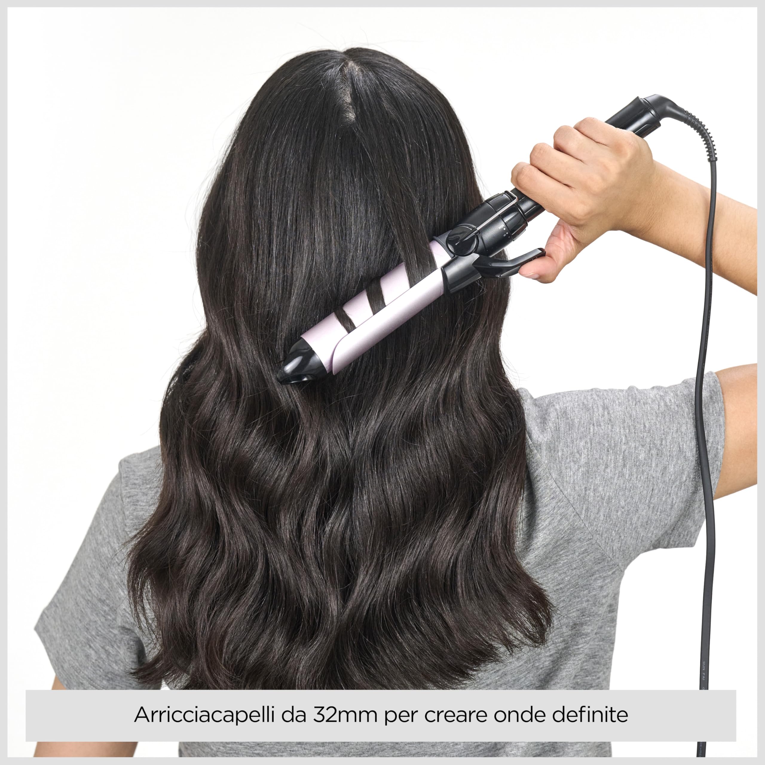 BaByliss Ferro arricciacapelli 32mm, Satin Touch, 10 temperature, riscaldamento rapido, supporto integrato, Nero e rosa, C332E