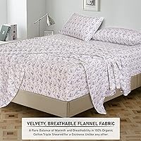 Vista 208 de RUVANTI Flannel Sheets Twin Size - 100% Cotton Double Brushed Twin Sheets Set, Deep Pockets 16 Inches, All Seasons Breathable & Extra Soft Bed Bali