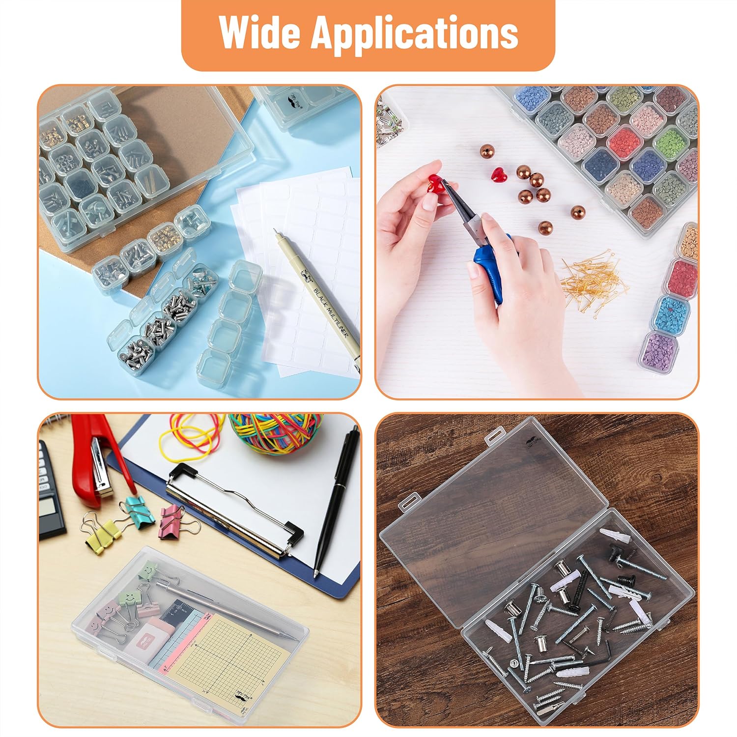 Mr. Pen- Bead Storage Containers, 28 Grids, 2 Pack, Grey | 160 pcs Label Stickers, Transparent, Small Bead Organizer Box, Diamond Art, Diamond Painting Organizer