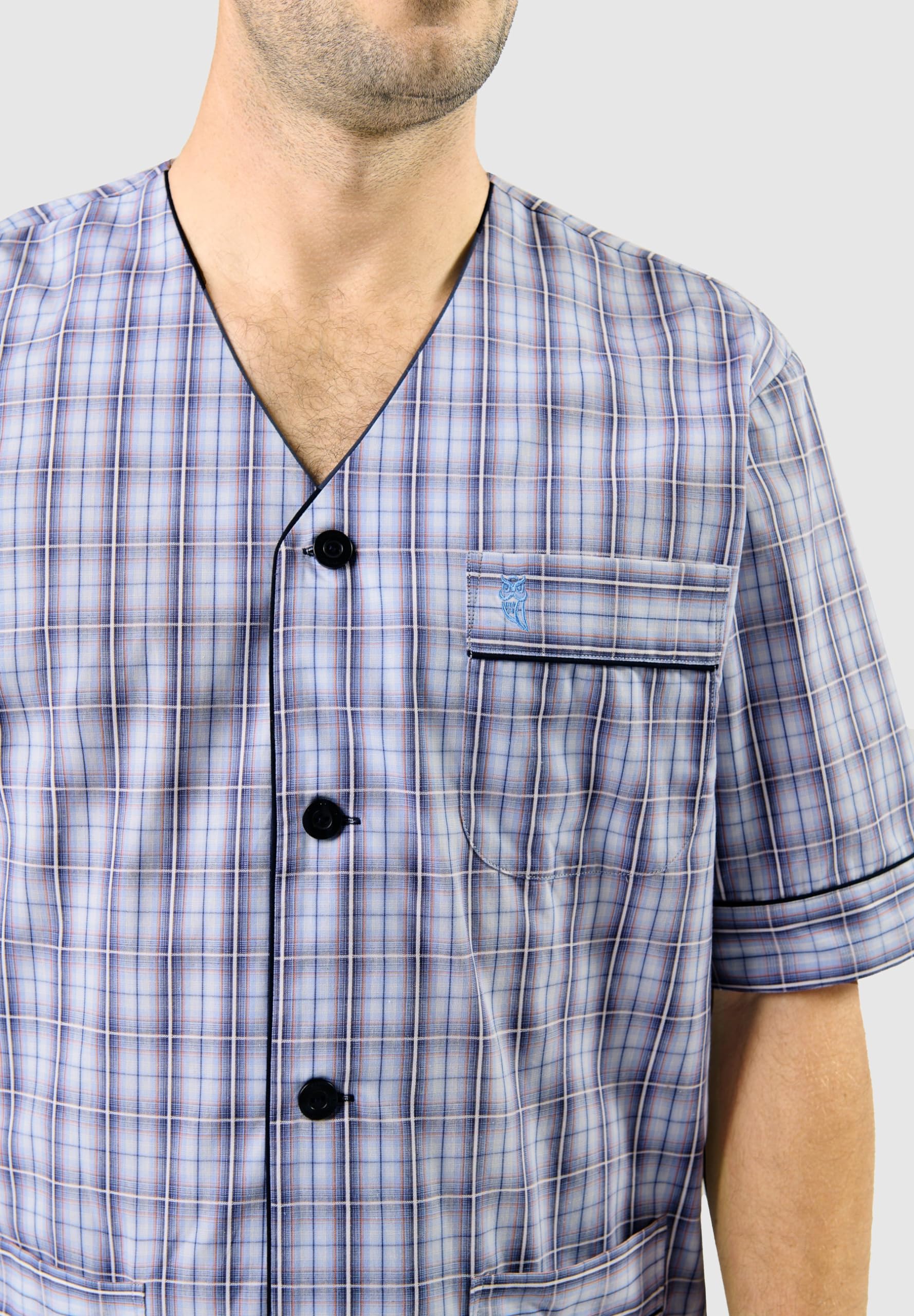 El Búho Nocturno Pigiama Uomo Estate Manica Corta Tessuto Cotone Classico o Pigiama Uomo Corto Maglia a Righe