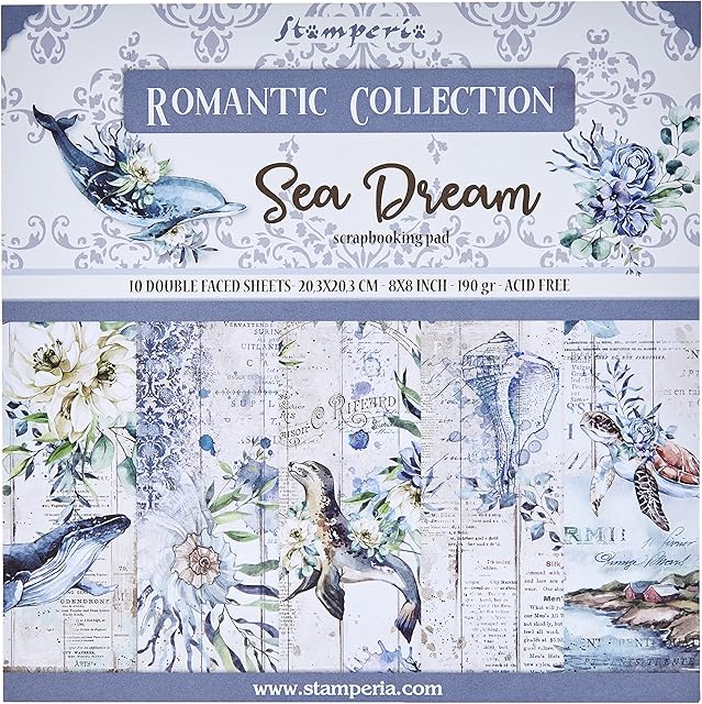 STAMPERIA INTERNATIONAL, KFT Stamperia-Mini Scrapbooking Pad-Romantic Sea Dream, Multicoloured, 8 x 8 inches