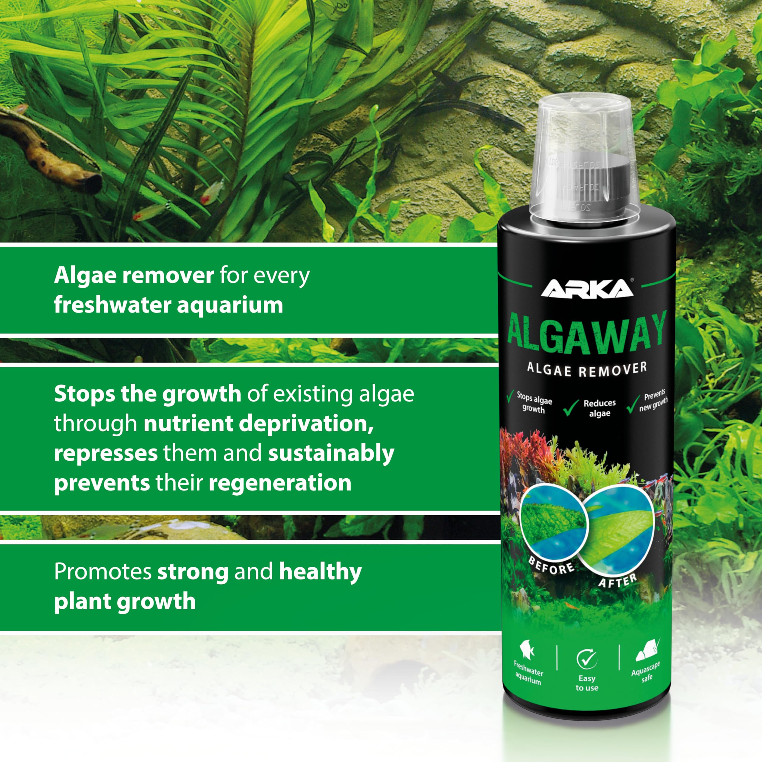 Aquarium Algae Remover 118 ml, eliminates green, hair & spot algae fast, copper-free & plant safe - Image 4