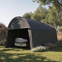 COBIZI Carport 12x20 Heavy Duty Storage Shelter Shed Portable Garage with All-Steel Metal Frame & Vents, Round Style Outdoor Storage Shed for Car, Truck, Boat, Waterproof Carport Canopy Anti-Snow