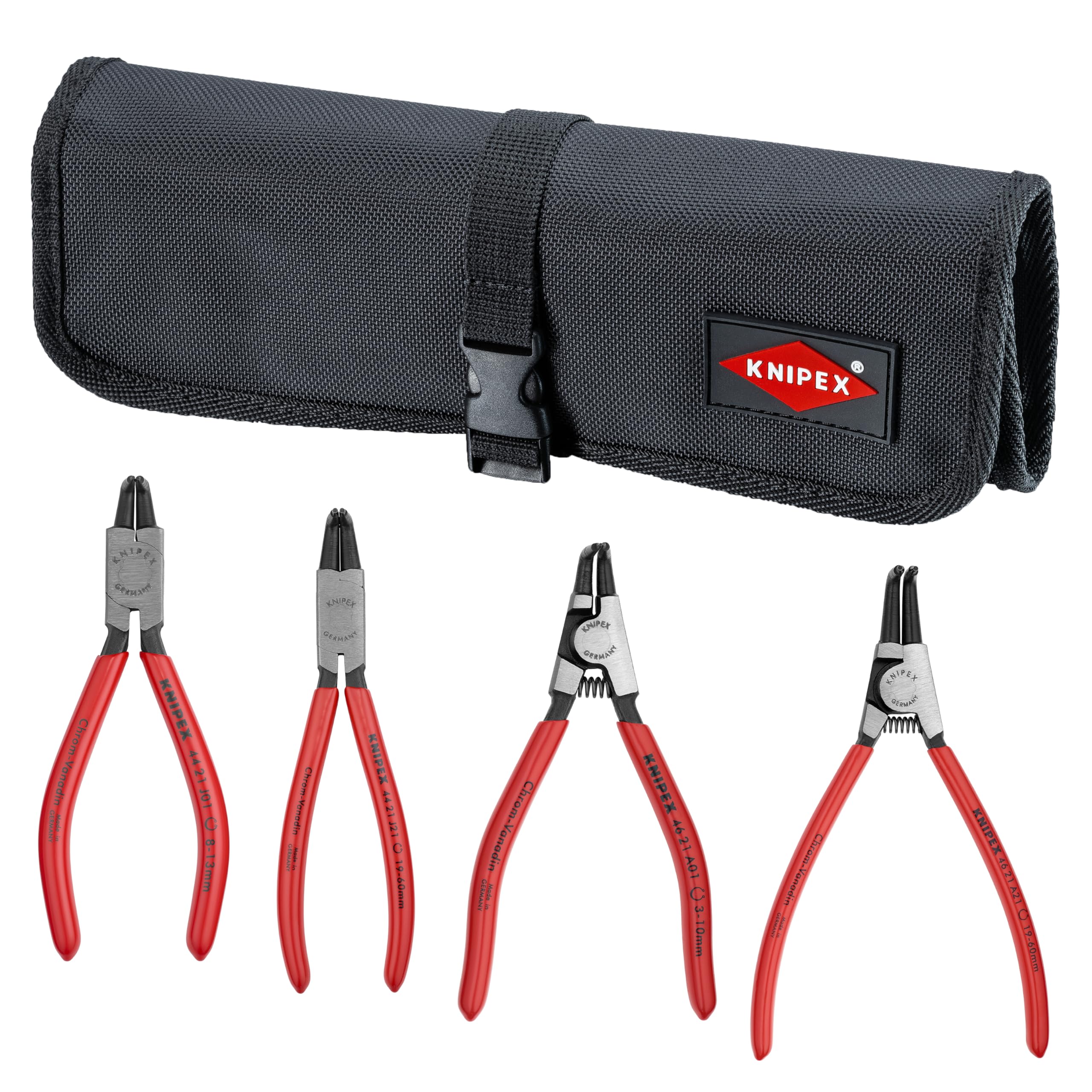 Knipex 9K 00 19 54 US 90° Circlip Snap-Ring Pliers Set in Pouch (4