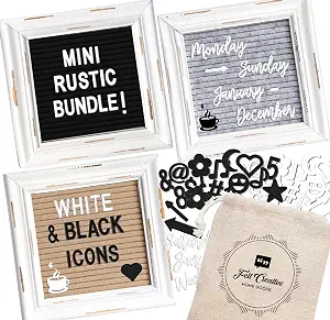 Mini Felt Letter Board Set of 3 with Letters and Symbols (6x6 inches)
