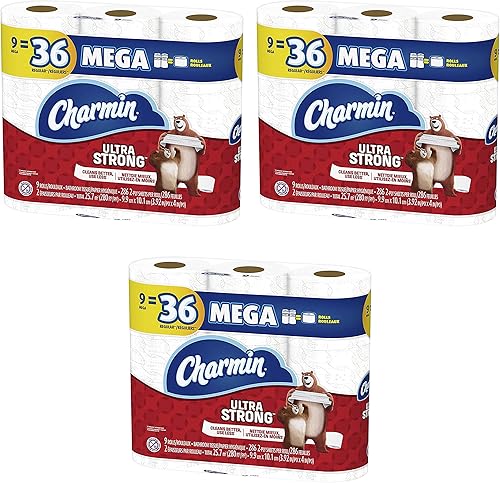 Charmin Papel higiénico ultra fuerte, 9 megarrollos, paquete de 3