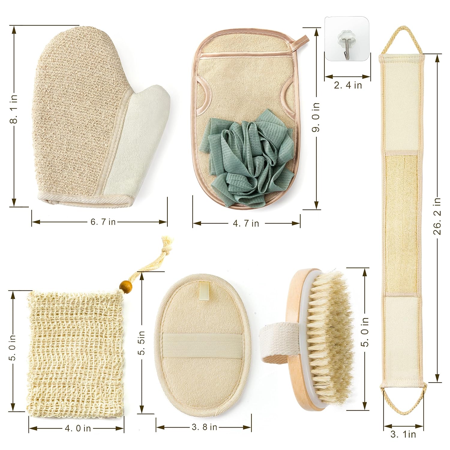 ATTEASAY Natural Loofah Sponge｜body scrubber Luffa Bath Scrubberw｜Eco-Friendly Loofah Double Side Scrubbing Strap｜Body Bath Sponge Pad｜Body Face and Foot Care｜for Women and Men Exfoliating Bath gloves : Beauty & Personal Care