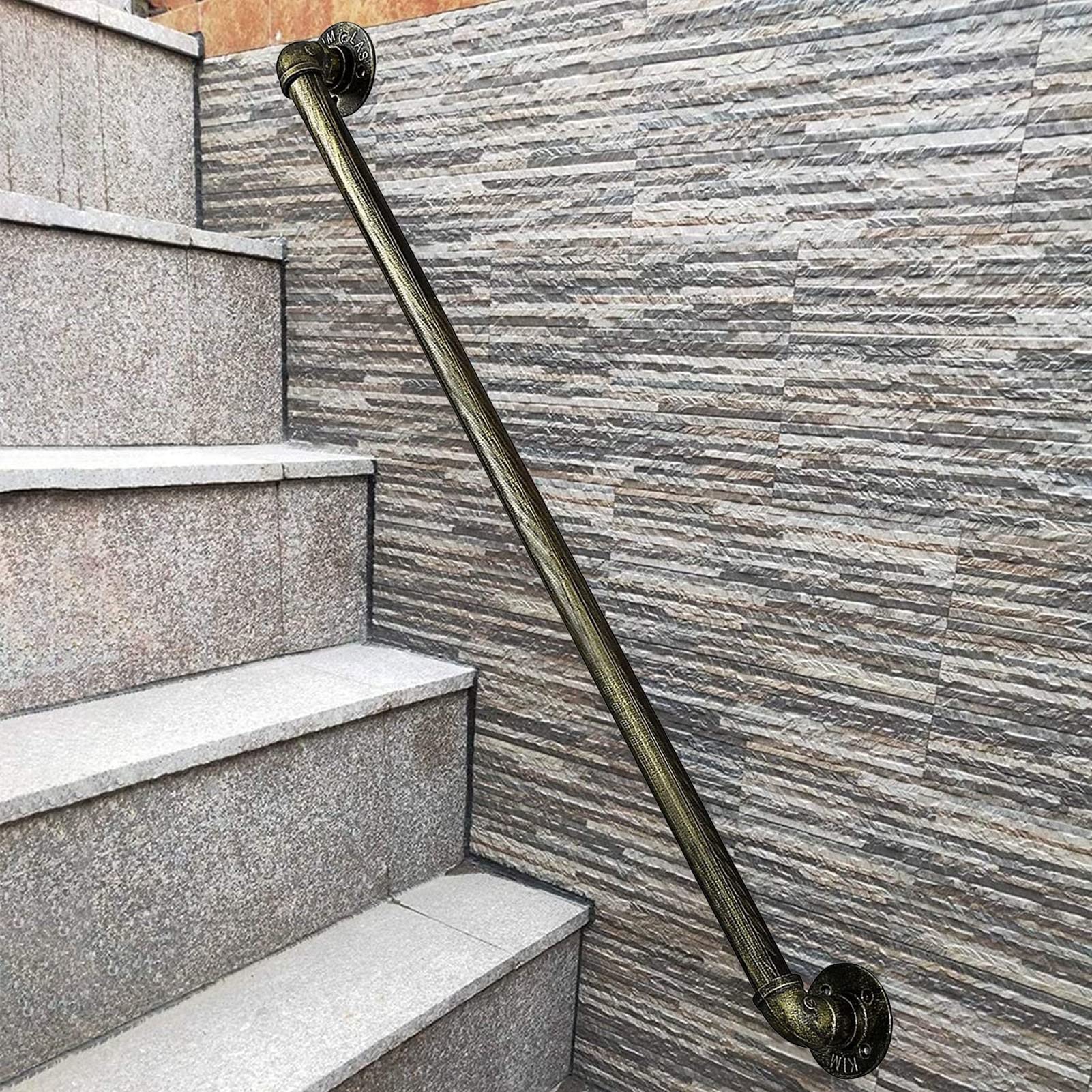 Rustikales Treppengeländer aus Bronze, 1,8 m, Sicherheitshandlauf für Treppen mit Wandhalterungen und Metallschrauben, für den Innen- und Außenbereich