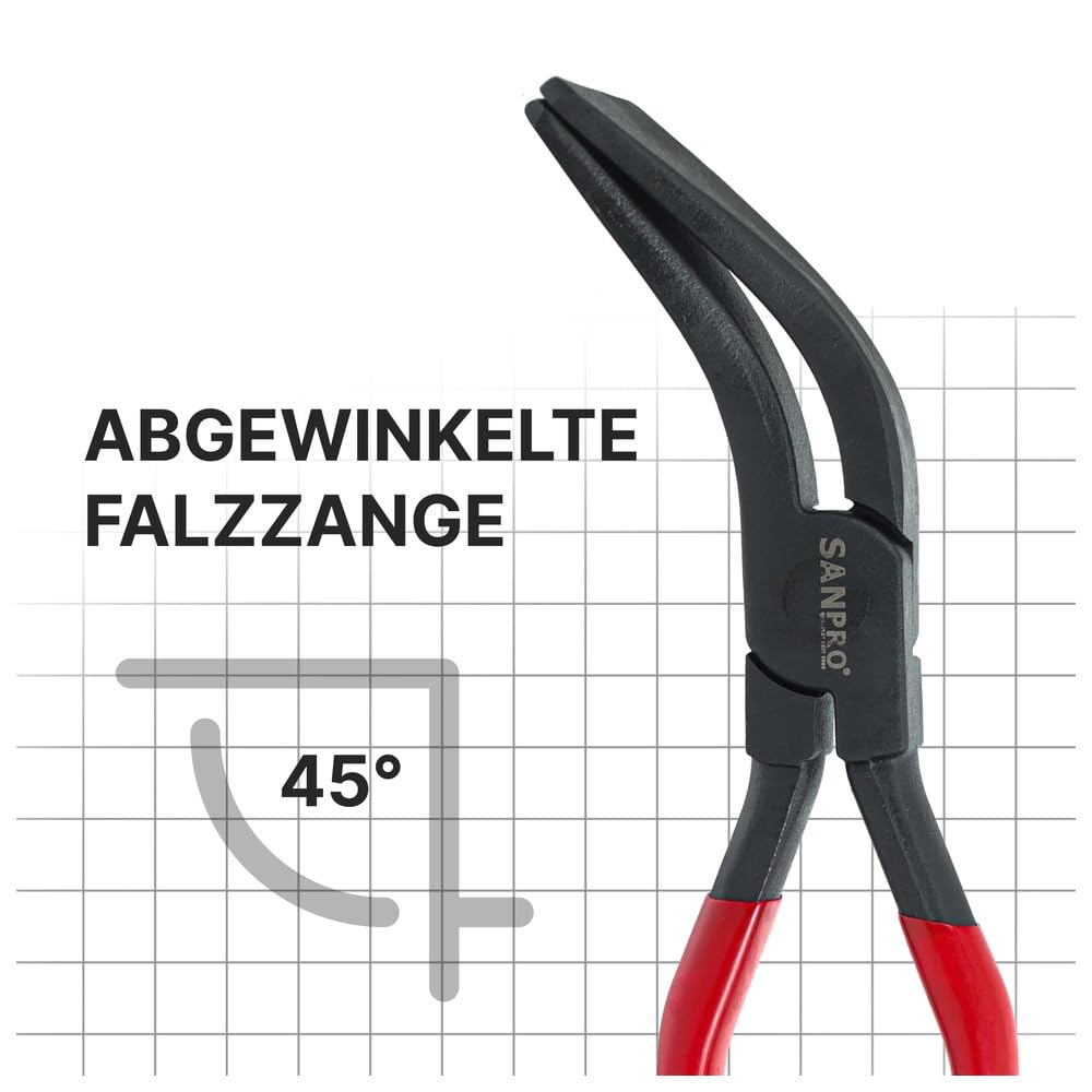 Sanpro Falzzange/Karosserie Zange - gebogen 45 Grad (Karosseriezange Karosserie Zange gebogen Falzwerkzeuge Spenglereisen Spengler Werkzeuge) Produkttyp: Falzzange