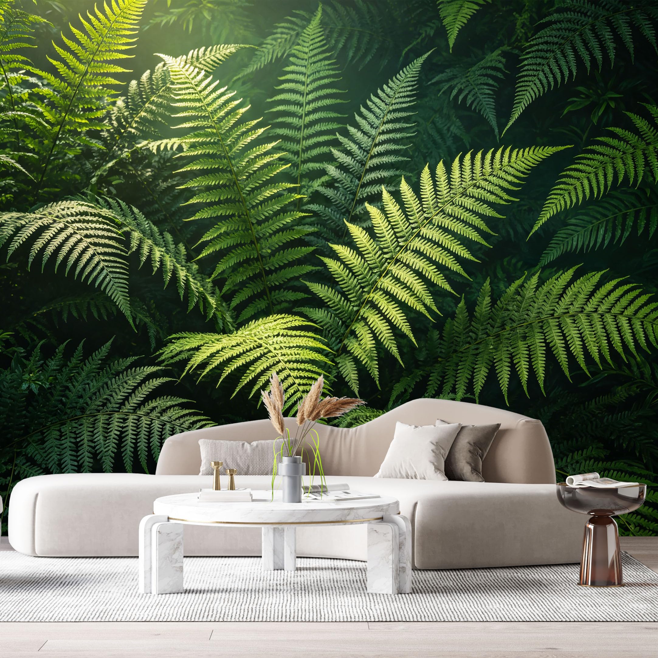 Custom Size Wall Murals Tropical Jungle Botanical Fern Leaves Forest Green Nature SelfAdhesive Wall Fabric Removable Large Wallpaper for Photo Living Room