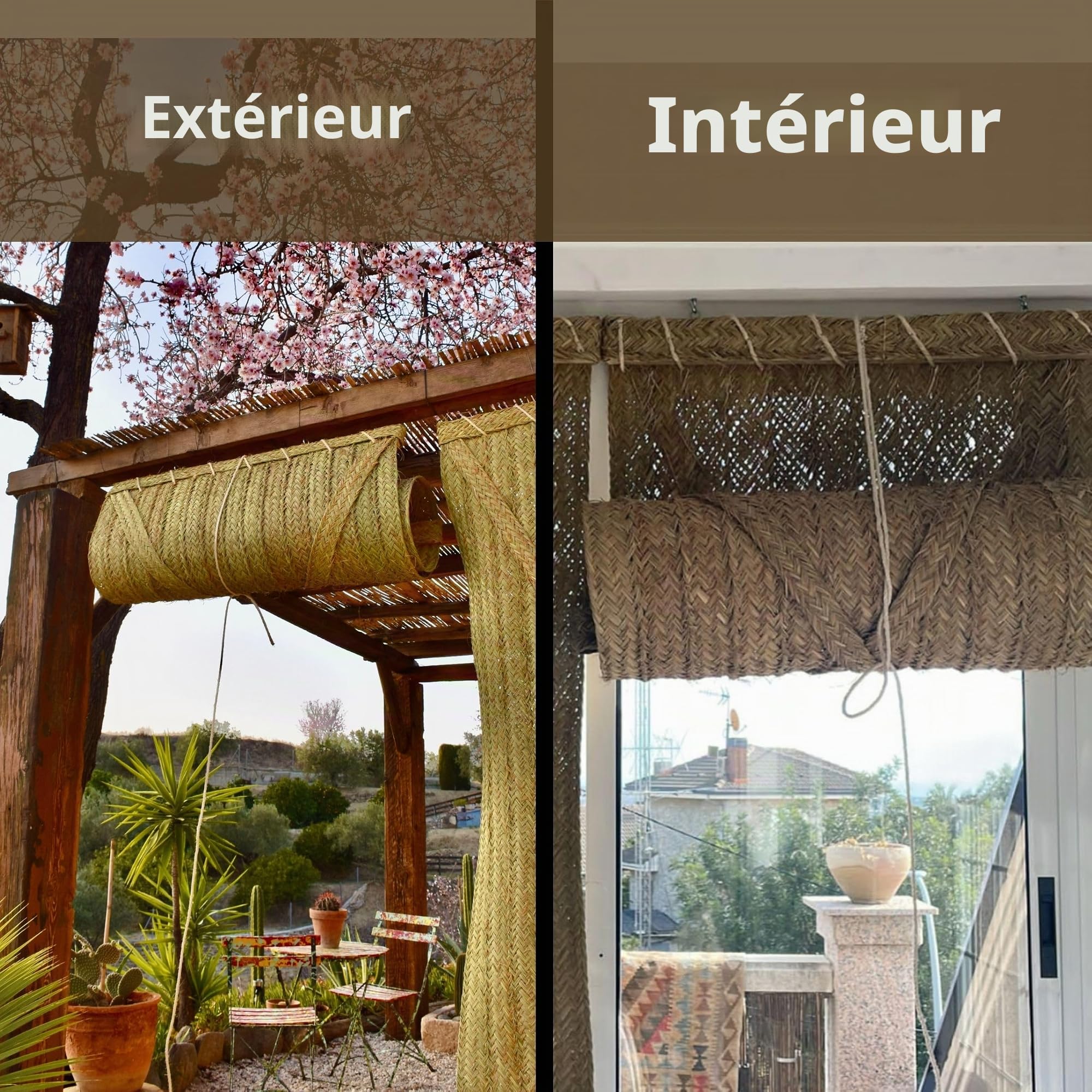Jarapa Home Store Plissé en Fibre Naturelle - Fabriqué à la Main en Espagne (110 x 90 cm) - Jute