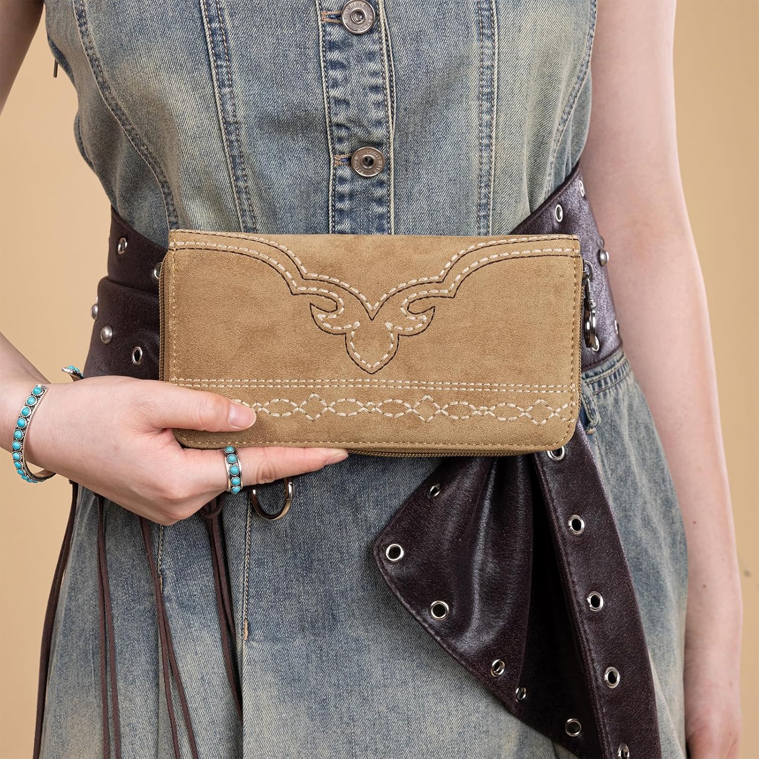 Montana West Boot Stitch Wallet for Women Western Credit Card Holder Womens Wallet MW1341-W022KH - Image 2