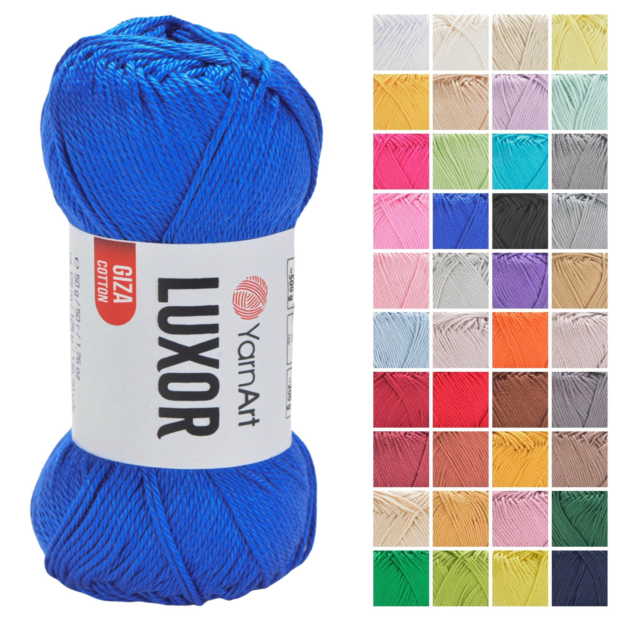YarnArt Luxor Mercerized Cotton Yarn – 100% Giza Cotton, Smooth Texture, 50g (1.76 oz), 125m (136 yds), Lightweight Yarn for Summer Projects, Amigurumi, Baby Items, and Accessories (1214)