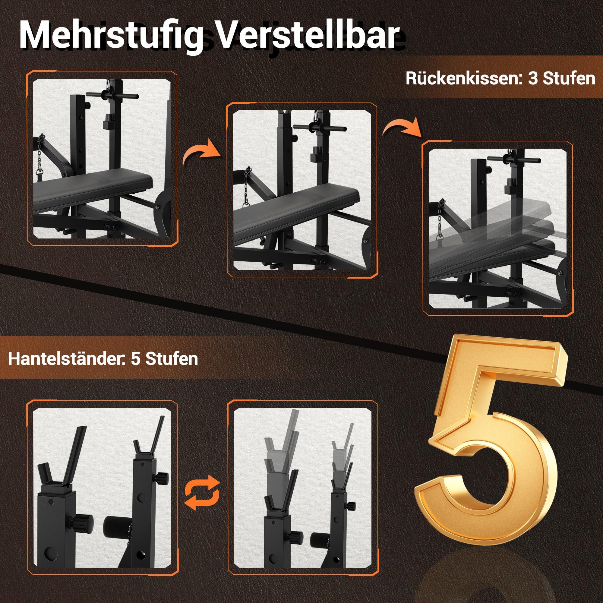 GarveeHome Multifunktionale Hantelbank Set, Klappbar Trainingsbank mit Langhantelständer Latzugturm Seilzug Latzug Butterfly Beinbeuger Training Bank für Fitness Zuhause | Bankdrückgestell, Beinstrecker, Beinbeuger, Squat-Rack und Preacher Curl, Klappbare