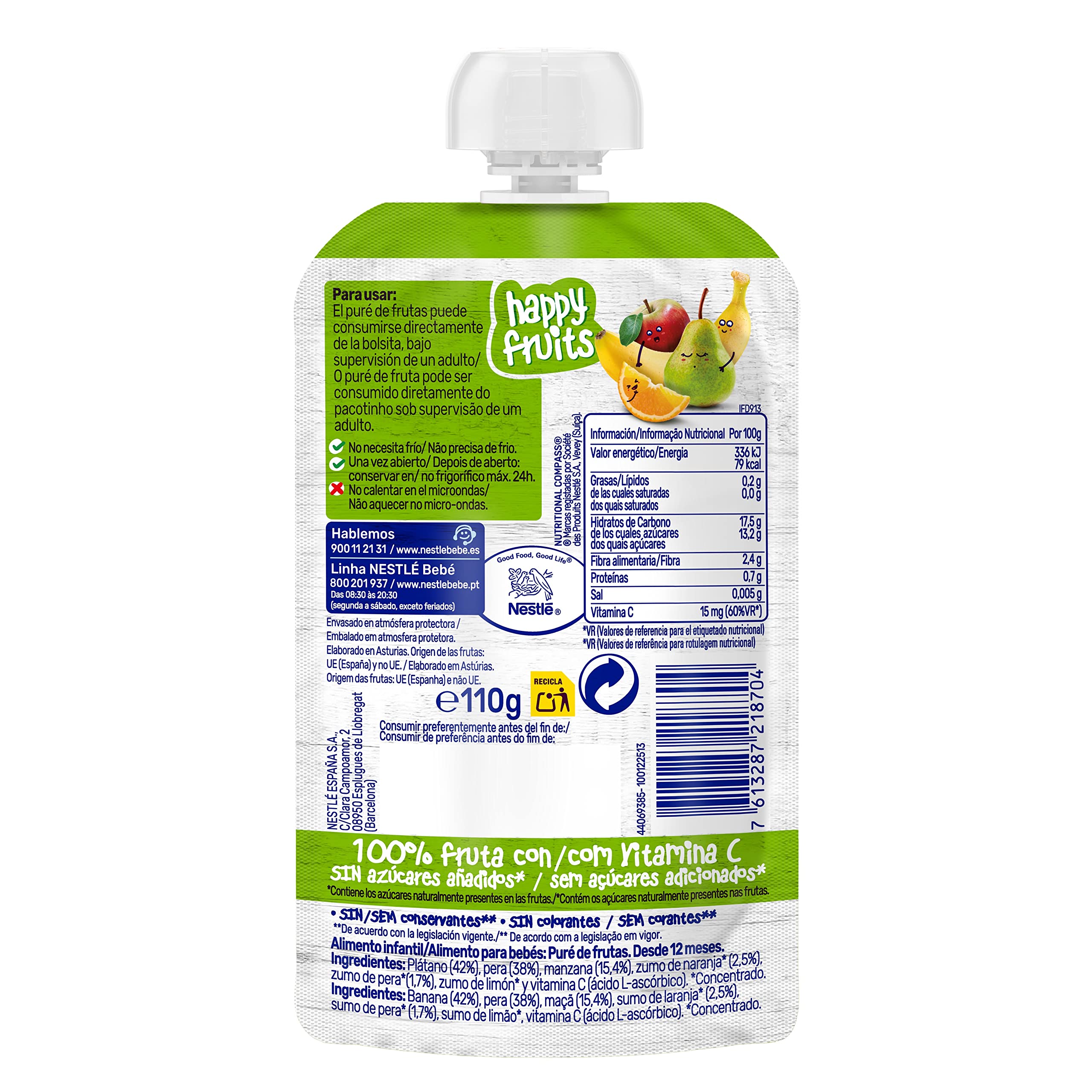 NESTLÉ Pure Happy Fruits 110g Pack de 8