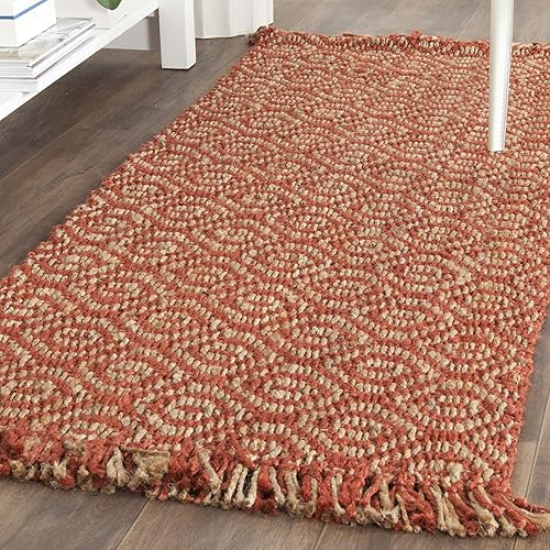 Miniatura 8 de SAFAVIEH Natural Fiber Collection NF445A - Alfombra de pasillo de 2 pies 6 pulgadas x 8 pies, color óxido, hecha a mano con flecos, ideal para zonas