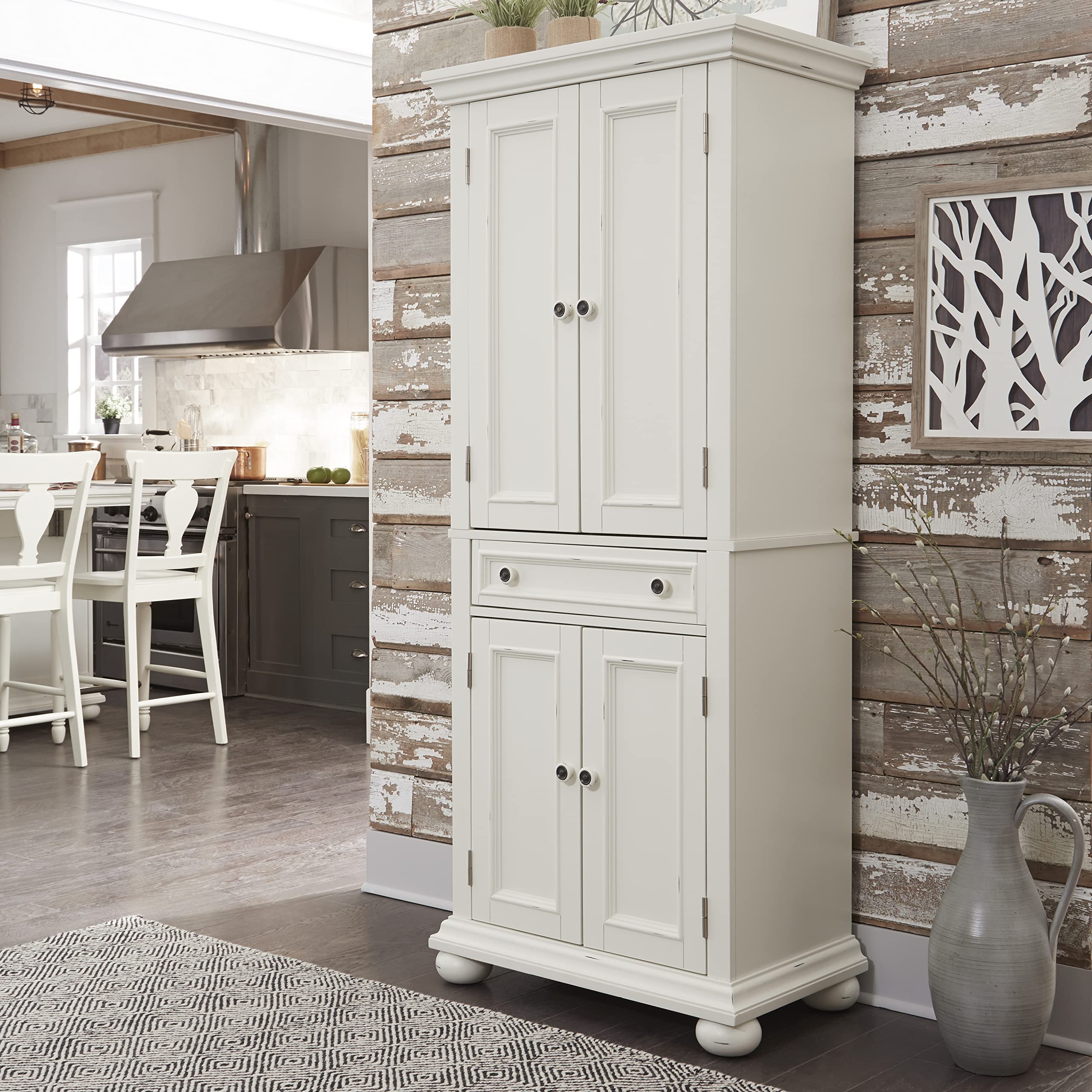 homestyles Dover 71.5 Inches High by 30 Inches Wide with Drawer and Adjustable Shelves White.