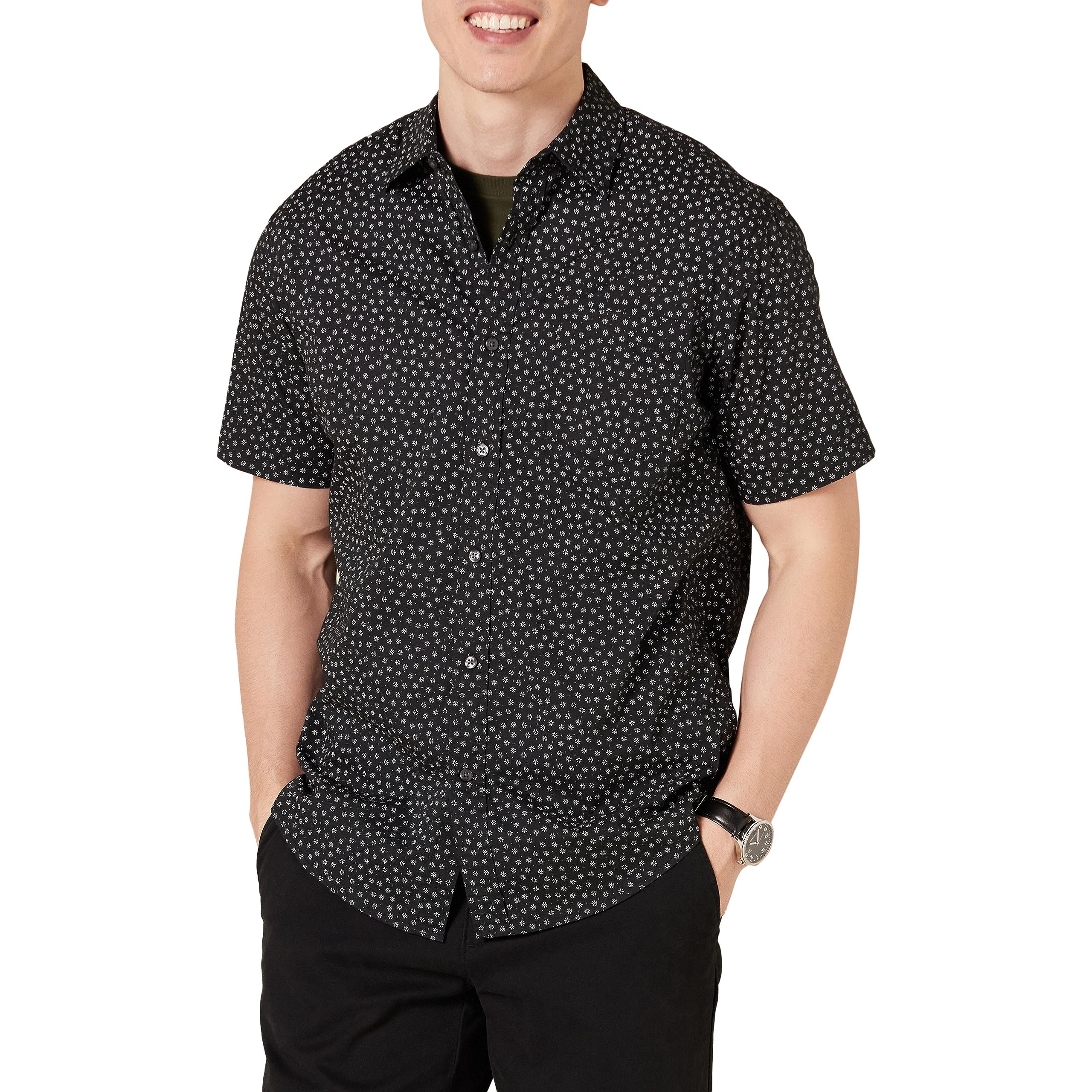 Amazon Essentials Camisa Estampada de Manga Corta y Ajuste Normal Hombre