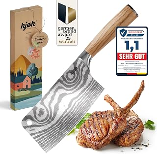 kjøk Premium Kitchen Knife with Sharp Steel Blade, 17cm, 7Cr, Hardness 58±2 HRC, Olive Wood Chopping Knife for Vegetables, Ribs, Chicken, Meat | Vass hackkniv och kockkniv med 17 cm blad i stål 7Cr, 58 HRC – ergonomiskt olivträhandtag för grönsaker, kyckling och kött