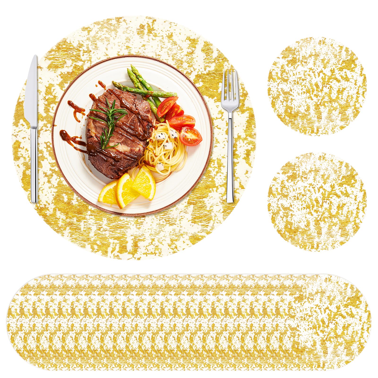 20 Sets De Table Dorés En Feuille D'Or - 33cm - Pour Mariage, Anniversaire Et Événements Chic