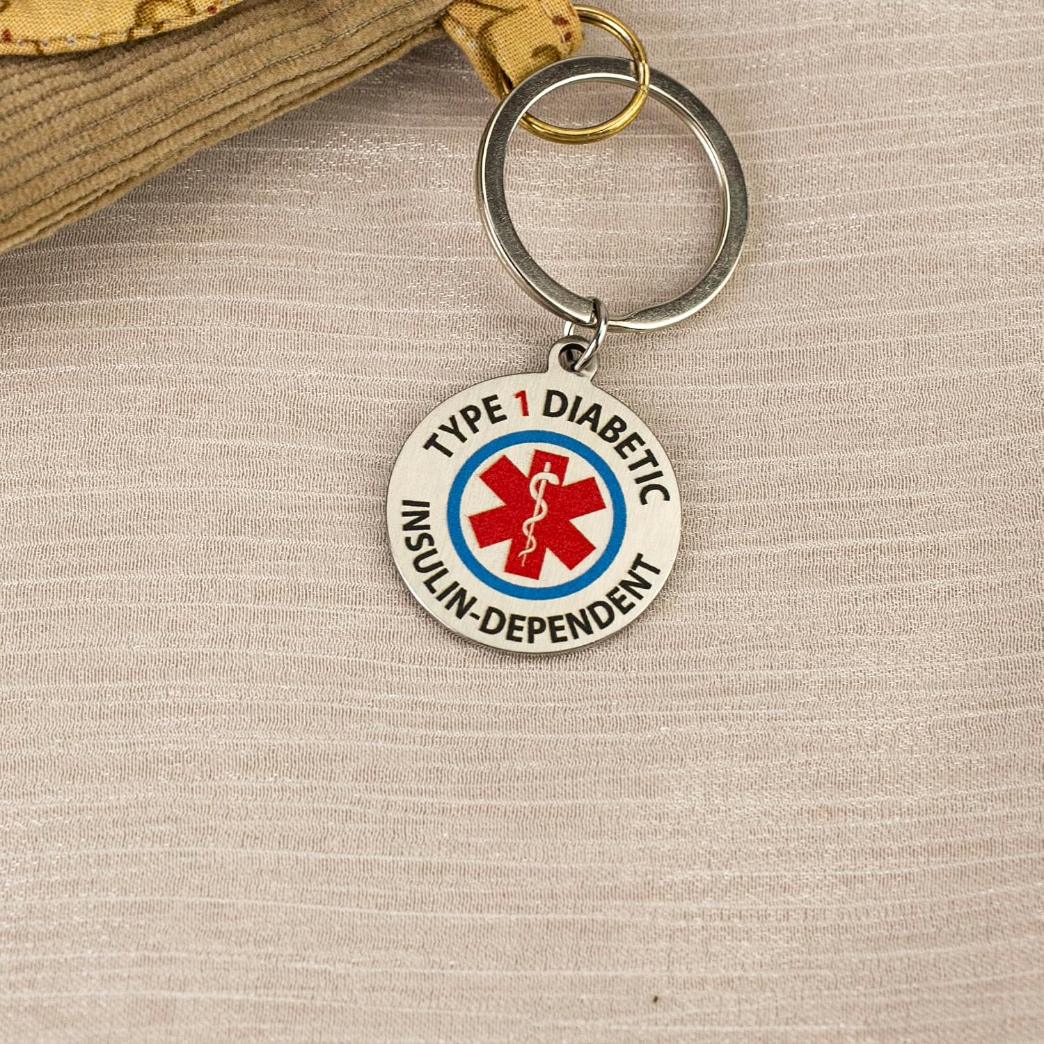 Type 1 Diabetes Insulin Dependent Keychain, Type 1 Diabetic Emergency Tag Keyring, Diabetes Awareness Key Ring, T1D Bag Charm Gift, Healthcare Support Gift, Medical ID Key Accessories