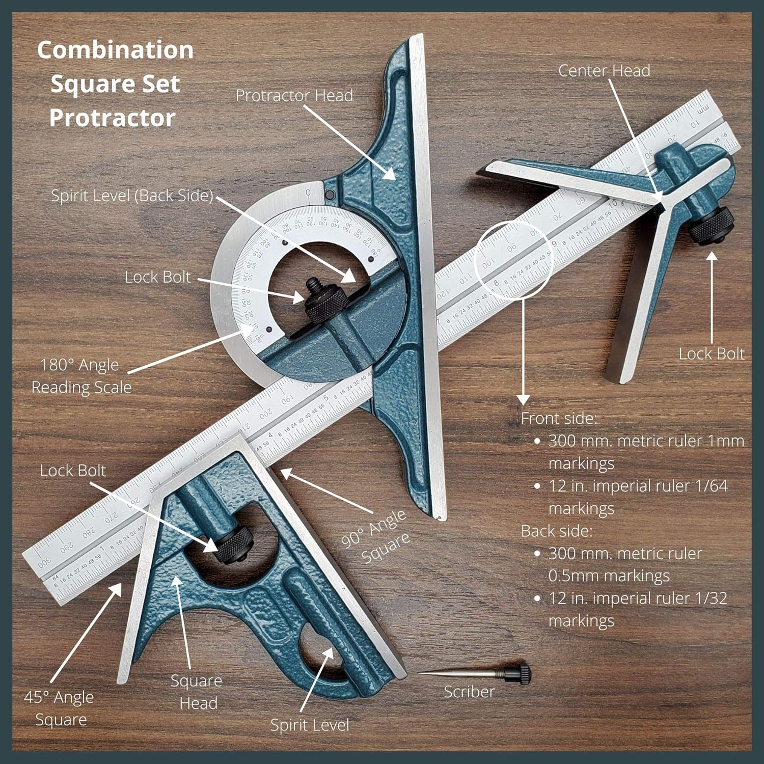 Buy 1 get 1 🔥 Combination Square Set with Protractor, Woodworking Square, Carpenter Square, 12’’ Bevel Ruler, 180 Degree Angle Finder, Ideal for Woodworking, Metalworking, Cabinets and Joinery, Steel, Iron, Case ❤ Crazy Deals Combination Square Set with Protractor, Woodworking Square, Carpenter Square, 12’’ Bevel Ruler, 180 Degree Angle Finder, Ideal for Woodworking, Metalworking, Cabinets and Joinery, Steel, Iron, Case