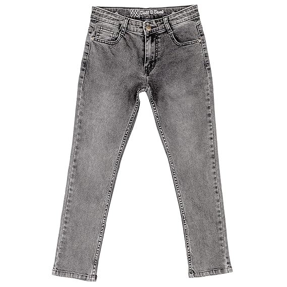 Knit N knot- Cotton Stretch Heavy Cloud Washed, Faded, Slim fit, Light Grey, mid Waist Best New Age, Casual, everydaywear Latest, Fashionable, Trendy Jeans for Kids Boys
