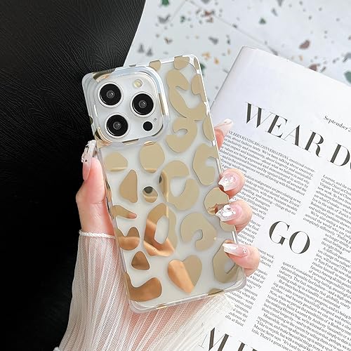Miniatura 2 de Jmltech Funda para iPhone 15 Pro Square Glitter Leopard Cheeath Hybrid a prueba de golpes de silicona transparente de lujo fundas protectoras iPhone