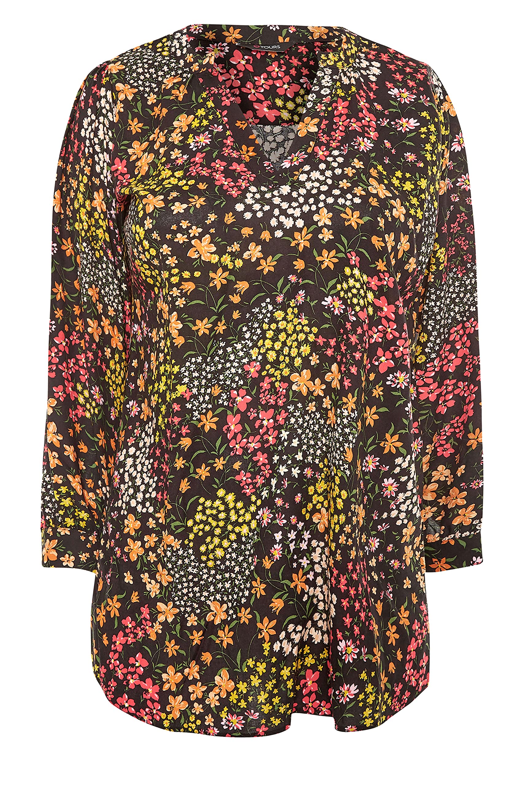 Black Ditsy Print Blouse - Women's - Plus Size Curve