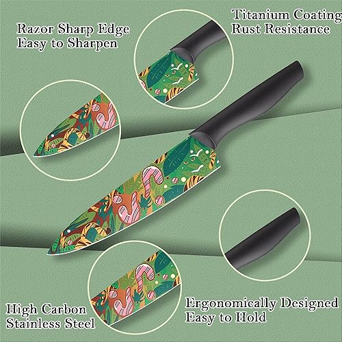 Miniatura 3 de Marco Almond Juego de cuchillos de cocina con diseño artístico, 6 cuchillos de acero inoxidable con 6 protectores de cuchillas, cuchillos aptos para