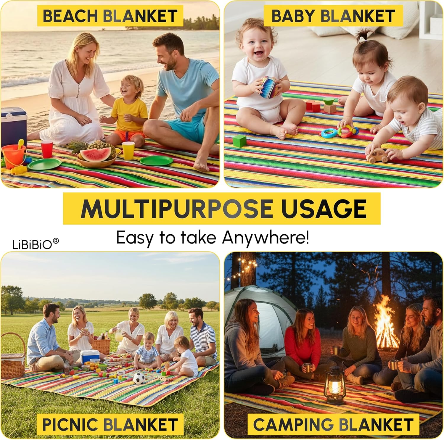XL Sunny Beach & Picnic Blanket – Premium Mat – Sandproof & Waterproof – Quick Fold – 80"x80" - Image 8