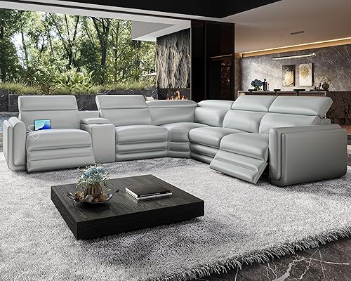 Jocisland Dual Power Recliner, Oversized 5-Seater Sofa with Console, 3